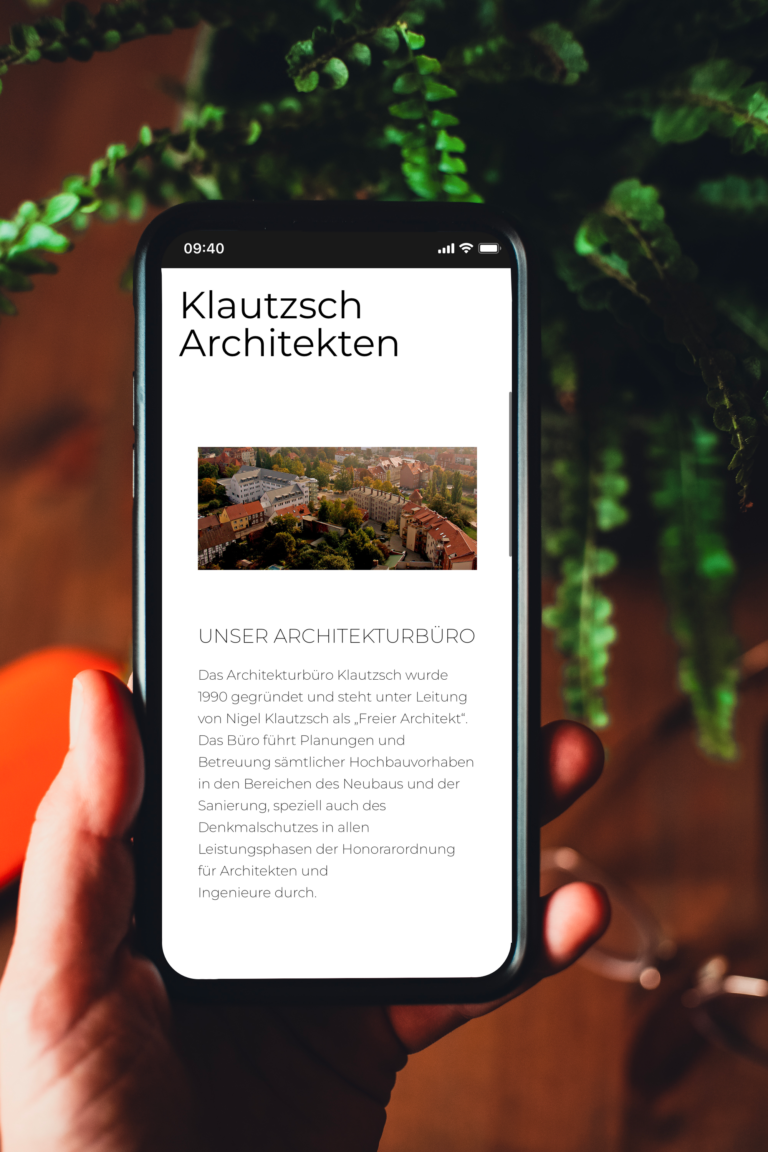 Klautzsch Architekten, Stendal - Webdesign mobile Ansicht