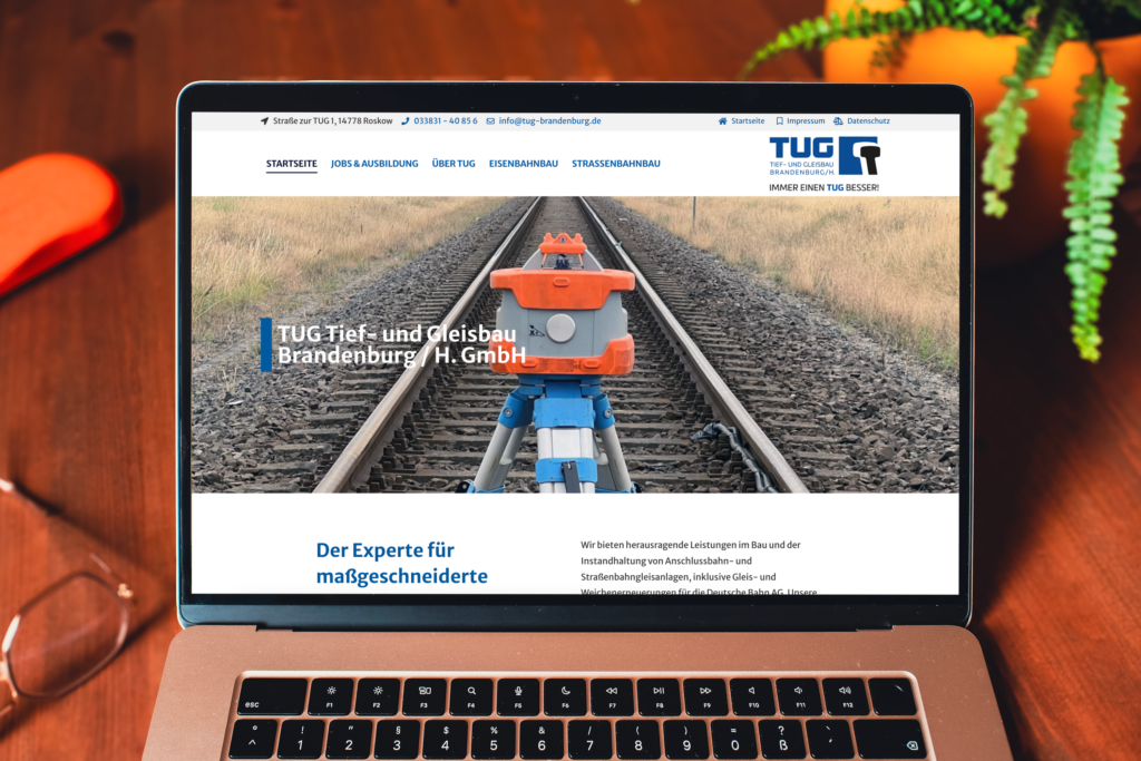 TUG Brandenburg - Webdesign Desktop-Ansicht