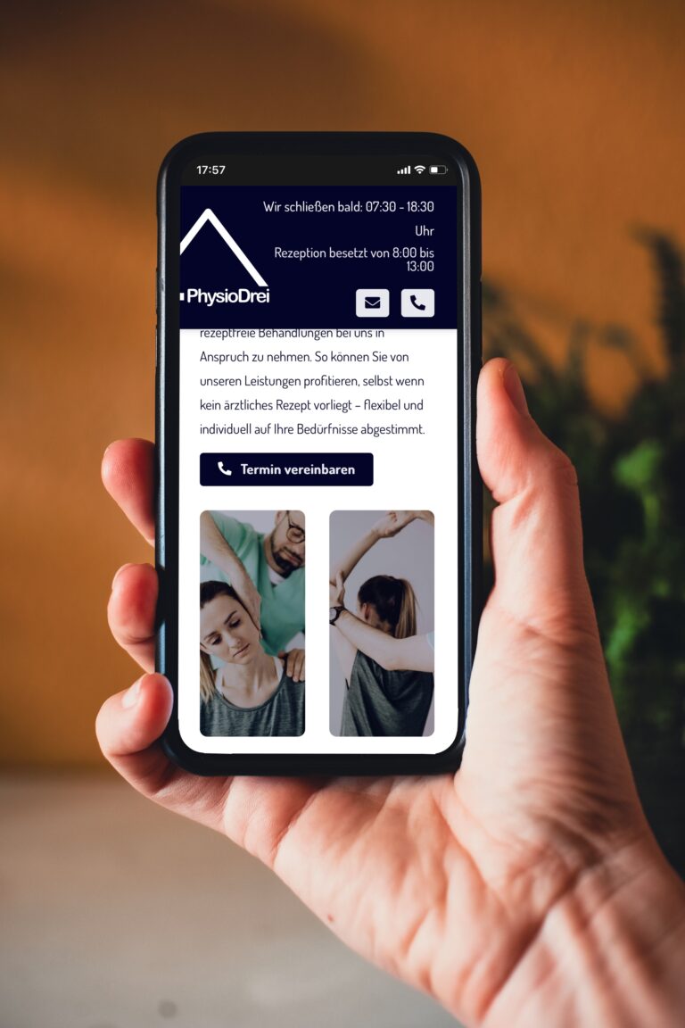 PhysioDrei, Stendal - Webdesign mobile Ansicht